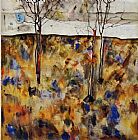 Egon Schiele Winter Trees painting